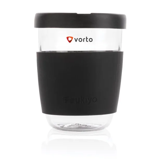  Ukiyo borosilikatna čaša sa silikonskim poklopcem i navlakom, 360 ml - Ukiyo Crna 