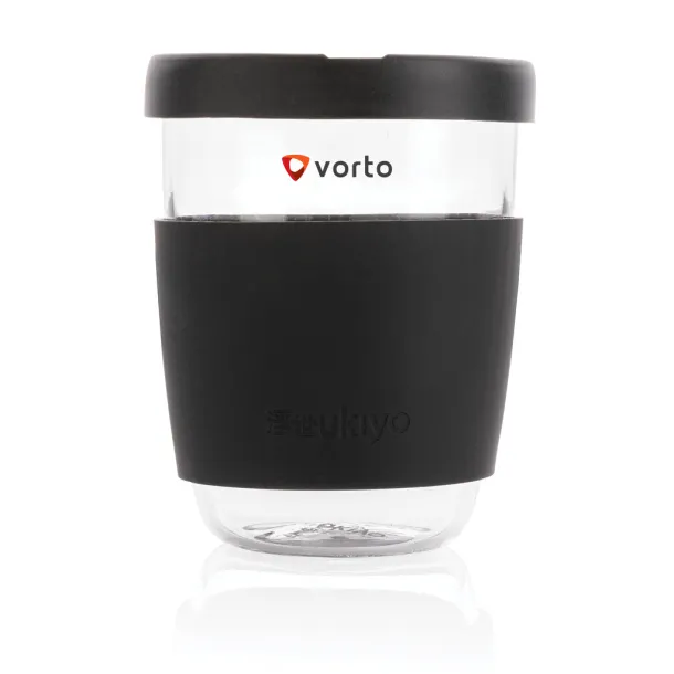  Ukiyo borosilikatna čaša sa silikonskim poklopcem i navlakom, 360 ml - Ukiyo Crna 