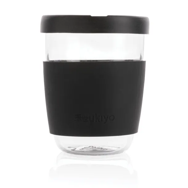  Ukiyo borosilikatna čaša sa silikonskim poklopcem i navlakom, 360 ml - Ukiyo Crna 