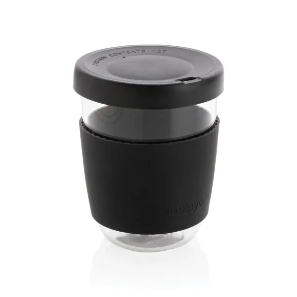  Ukiyo borosilikatna čaša sa silikonskim poklopcem i navlakom, 360 ml - Ukiyo Crna 