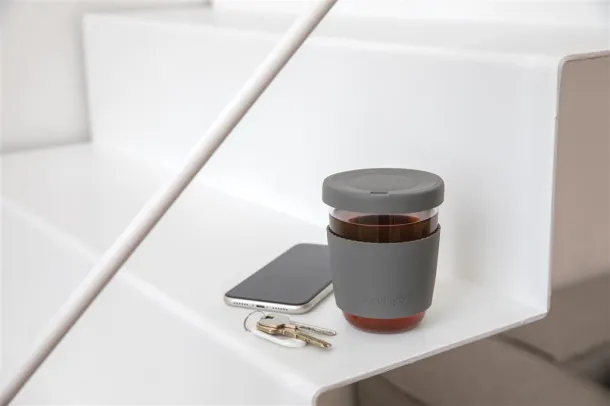  Ukiyo borosilikatna čaša sa silikonskim poklopcem i navlakom, 360 ml - Ukiyo Siva 