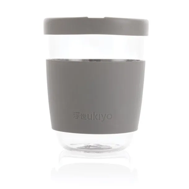  Ukiyo borosilikatna čaša sa silikonskim poklopcem i navlakom, 360 ml - Ukiyo Siva 