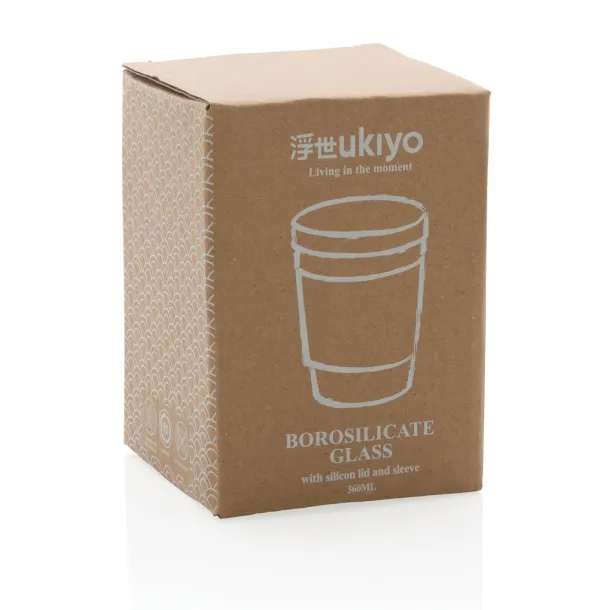  Ukiyo borosilikatna čaša sa silikonskim poklopcem i navlakom, 360 ml - Ukiyo Siva 