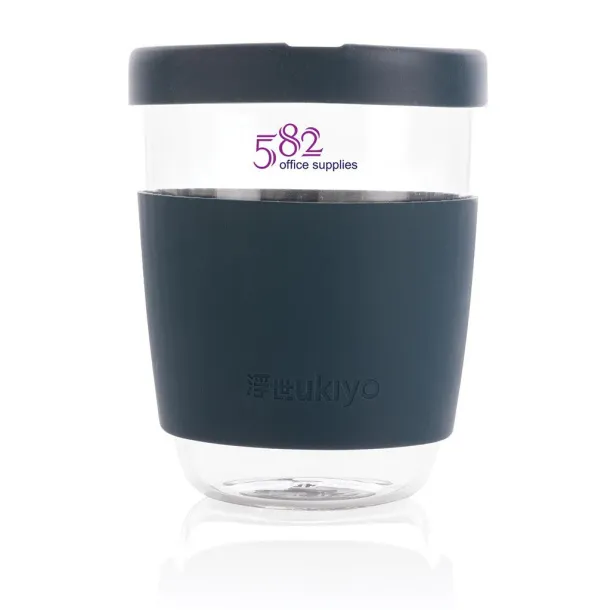  Ukiyo borosilikatna čaša sa silikonskim poklopcem i navlakom, 360 ml - Ukiyo Plava 