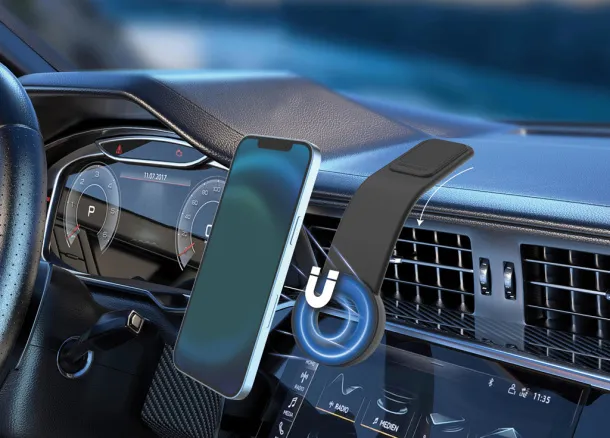 DriveGrip univerzalni magnetni auto držač za mobitel od RCS reciklirane plastike - XD Collection Crna 