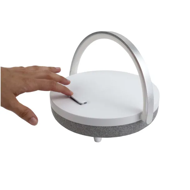 Prixton 4u1 10W Bluetooth® zvučnik s LED svjetlom i bazom za bežično punjenje - Prixton Bijela