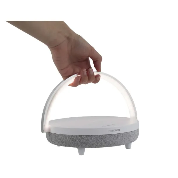 Prixton 4u1 10W Bluetooth® zvučnik s LED svjetlom i bazom za bežično punjenje - Prixton Bijela