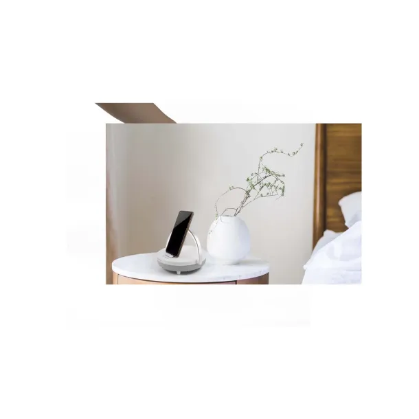 Prixton 4u1 10W Bluetooth® zvučnik s LED svjetlom i bazom za bežično punjenje - Prixton Bijela