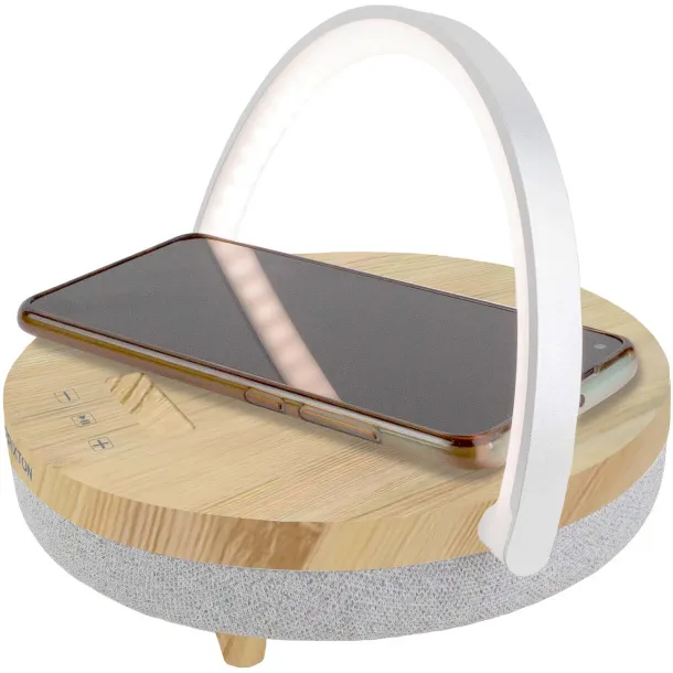 Prixton 4-in-1 10W Bluetooth® speaker with LED light and wireless charging base - Prixton Wood