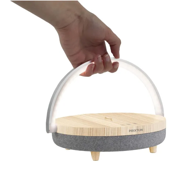 Prixton 4-in-1 10W Bluetooth® speaker with LED light and wireless charging base - Prixton Wood