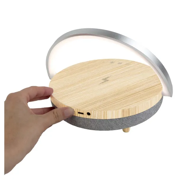 Prixton 4u1 10W Bluetooth® zvučnik s LED svjetlom i bazom za bežično punjenje - Prixton Drvo