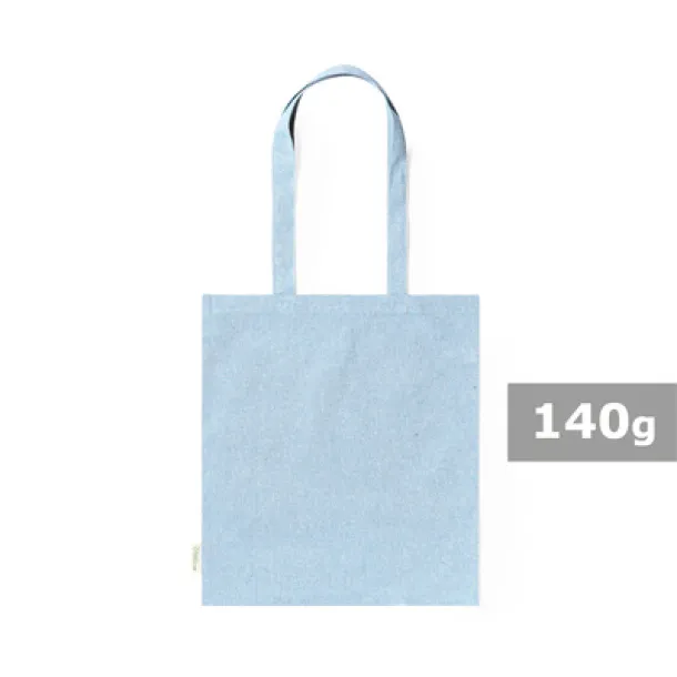  Recycled cotton shopping bag, 140 g/m2 light blue