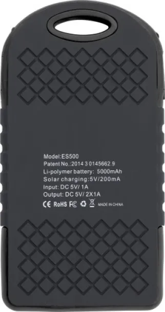 AURORA Rubberized ABS solar power bank Crna