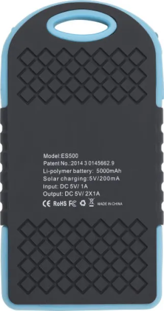 AURORA Rubberized ABS solar power bank Plava