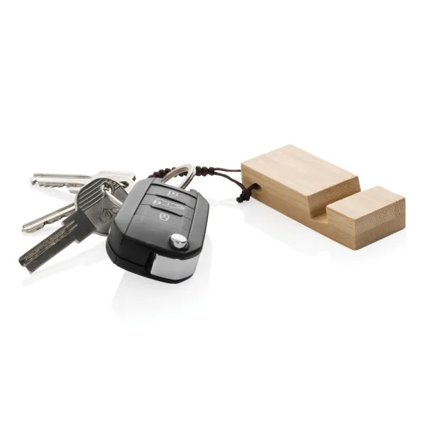 Standkey bamboo keychain phone stand - XD Collection brown 