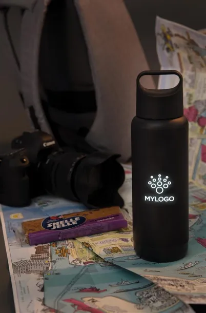  Light up logo leak proof flask Black