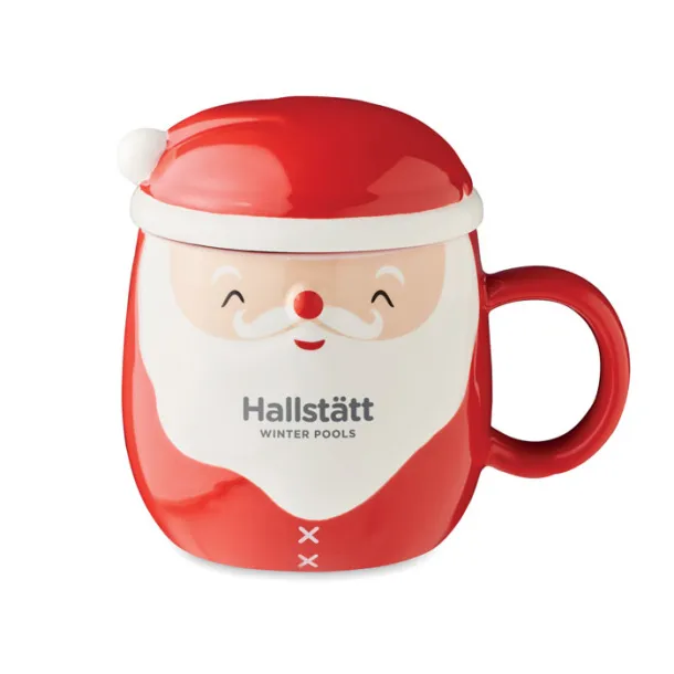 SANTA Ceramic mug with lid 370 ml Red