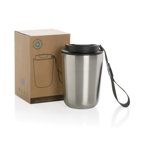  Cuppa RCS re-steel vacuum tumbler with lanyard - XD Collection Silver Black