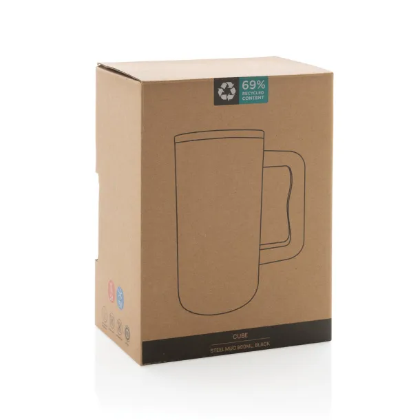 Cube RCS certified recycled steel mug 800ml - XD Collection Black 