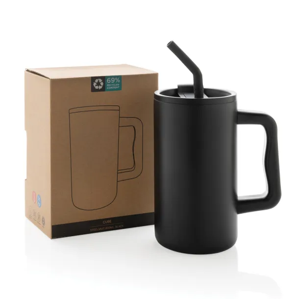 Cube RCS certified recycled steel mug 800ml - XD Collection Black 