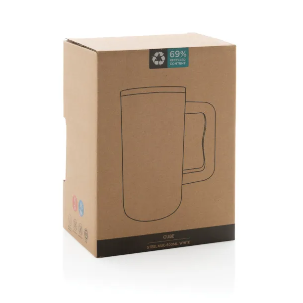 Cube RCS certified recycled steel mug 800ml - XD Collection White 