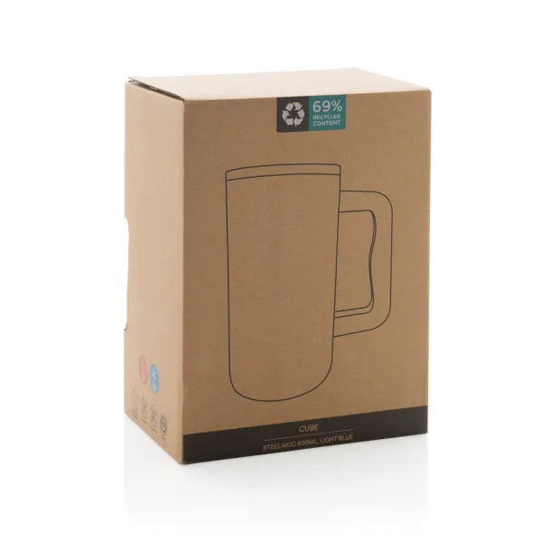 Cube RCS certified recycled steel mug 800ml - XD Collection light blue 