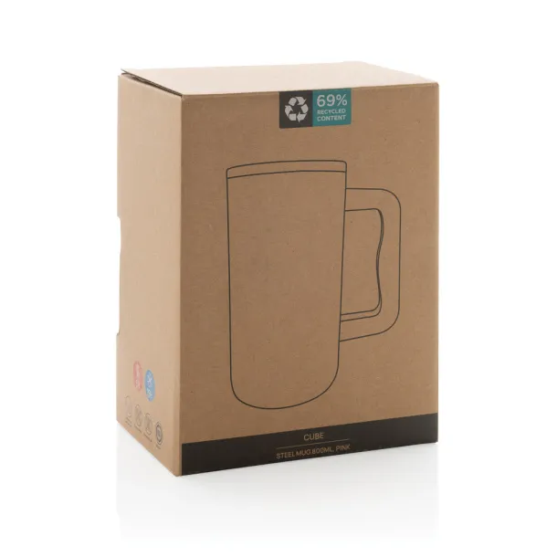 Cube RCS certified recycled steel mug 800ml - XD Collection pink 