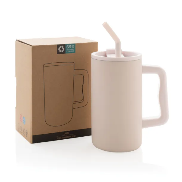 Cube RCS certified recycled steel mug 800ml - XD Collection pink 