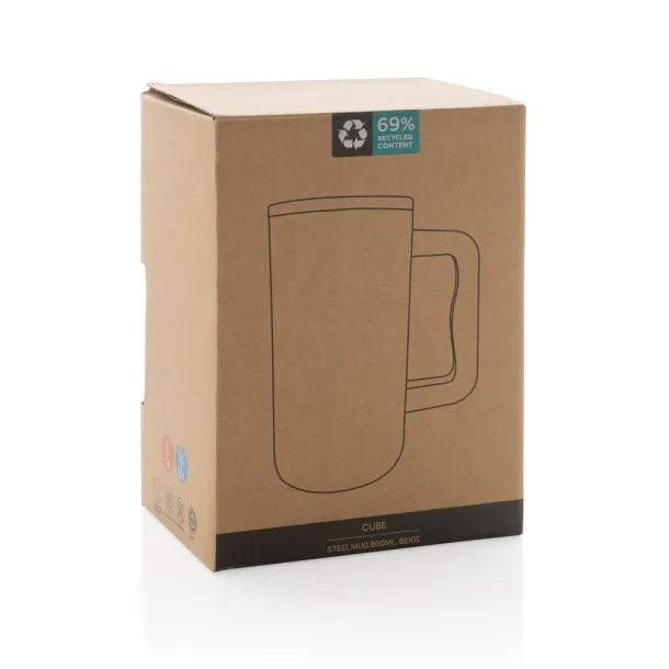 Cube RCS certified recycled steel mug 800ml - XD Collection beige 