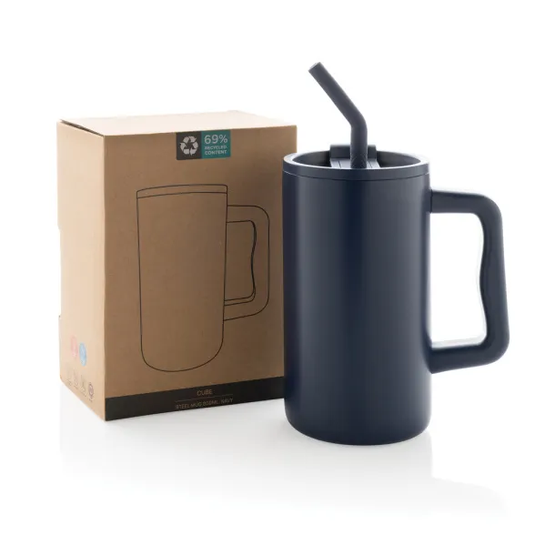 Cube RCS certified recycled steel mug 800ml - XD Collection blue 