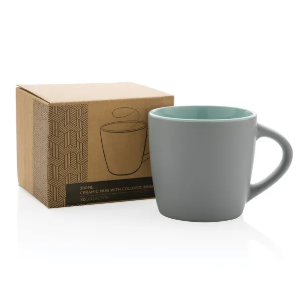  Keramička šalica s unutrašnjosti u boji, 300 ml - XD Collection 45533C Siva