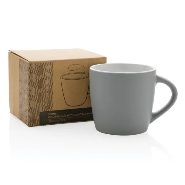  Keramička šalica s unutrašnjosti u boji, 300 ml - XD Collection Siva Bijela