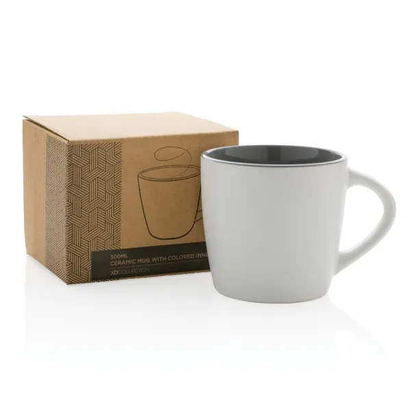  Keramička šalica s unutrašnjosti u boji, 300 ml - XD Collection Bijela Siva