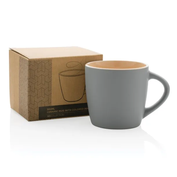  Keramička šalica s unutrašnjosti u boji, 300 ml - XD Collection brown, white Siva