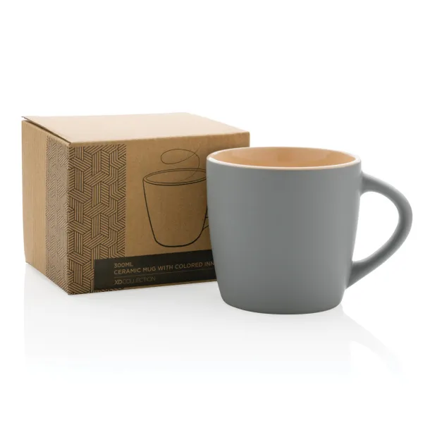  Keramička šalica s unutrašnjosti u boji, 300 ml - XD Collection brown, white Siva