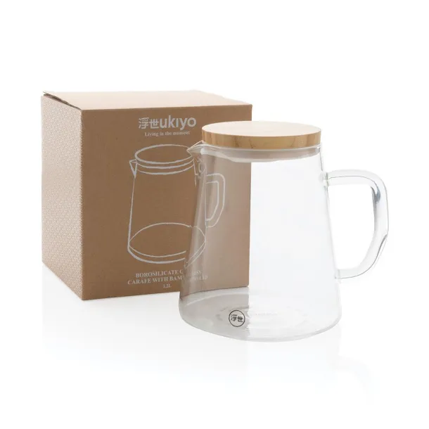 Ukiyo Ukiyo borosilicate glass carafe with bamboo lid 1.2L - Ukiyo Transparent 