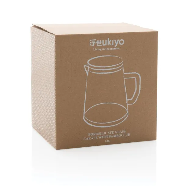 Ukiyo Ukiyo borosilicate glass carafe with bamboo lid 1.2L - Ukiyo Transparent 