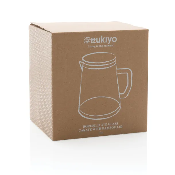 Ukiyo Ukiyo borosilicate glass carafe with bamboo lid 1.2L - Ukiyo Transparent 