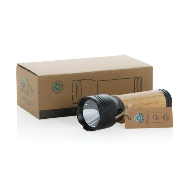  Lucid 3W RCS certified recycled plastic & bamboo torch - XD Collection Black Brown