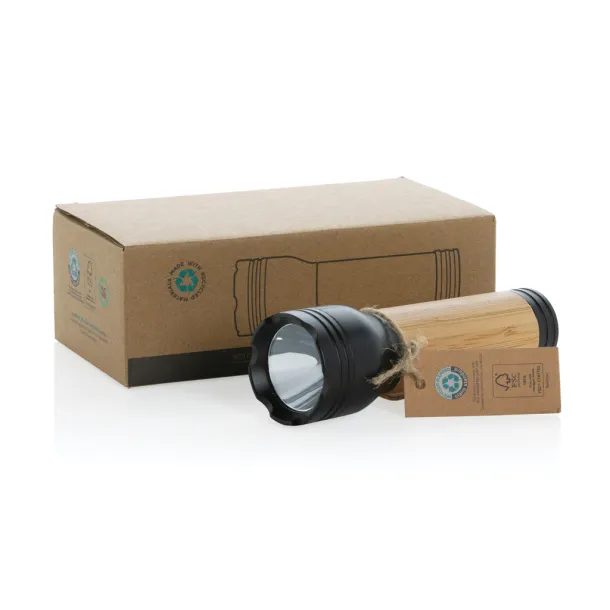  Lucid 3W RCS certified recycled plastic & bamboo torch - XD Collection Black Brown