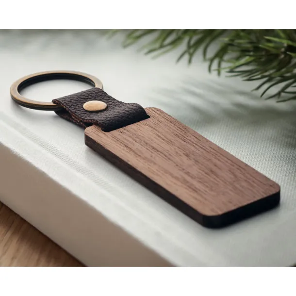 NAWKEY Key ring in walnut and PU Wood