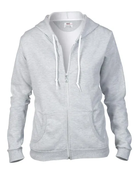  Ženska hoodica s patentom - Anvil Heather Grey