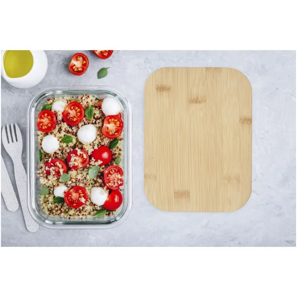 Roby glass lunch box with bamboo lid - Seasons Natural White