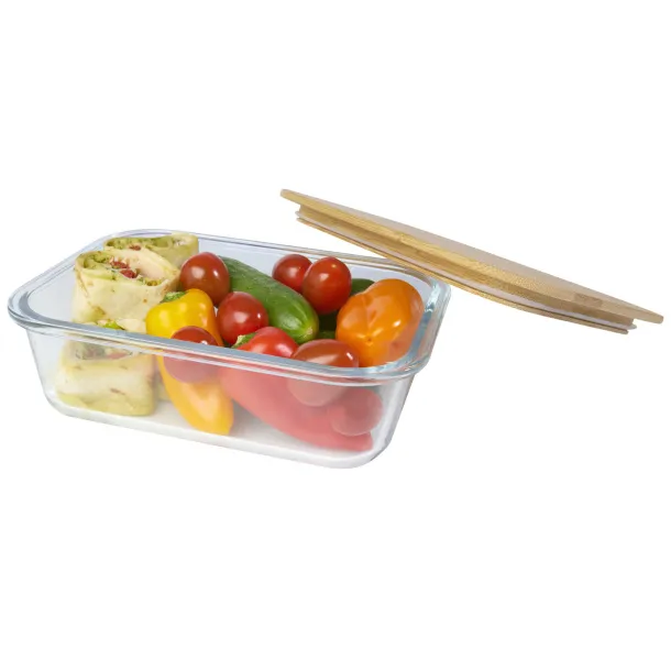 Roby glass lunch box with bamboo lid - Seasons Natural White