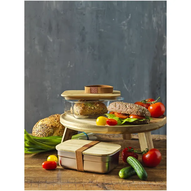 Roby glass lunch box with bamboo lid - Seasons Natural White