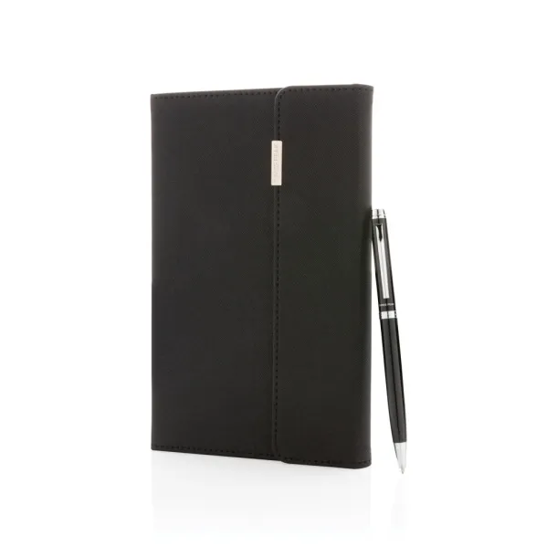  Swiss Peak deluxe A5 notebook and pen set - Swiss Peak Black 