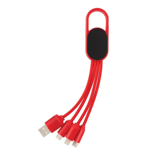  4-in-1 cable with carabiner clip - XD Collection Red 