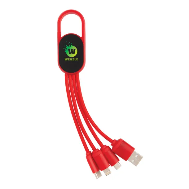  4-in-1 cable with carabiner clip - XD Collection Red 