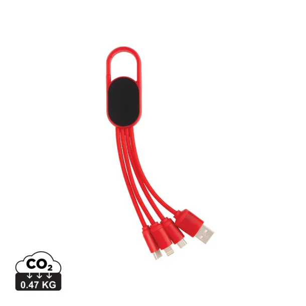  4-in-1 cable with carabiner clip - XD Collection Red 