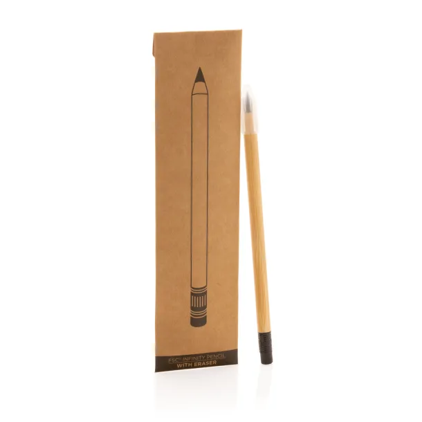  FSC® bamboo infinity pencil with eraser - XD Collection brown 